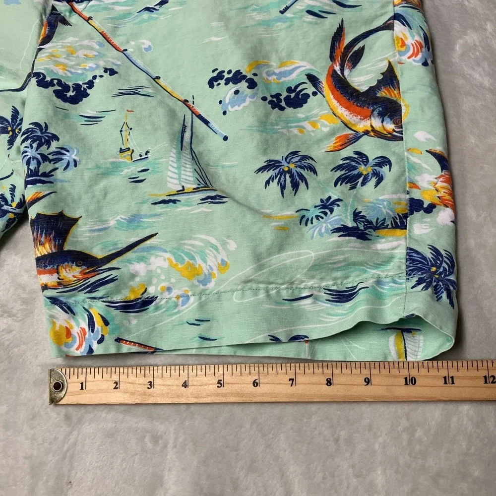 Polo Ralph Lauren Shorts Classic Fit Marlin Fishing Linen Blend Mens 40
